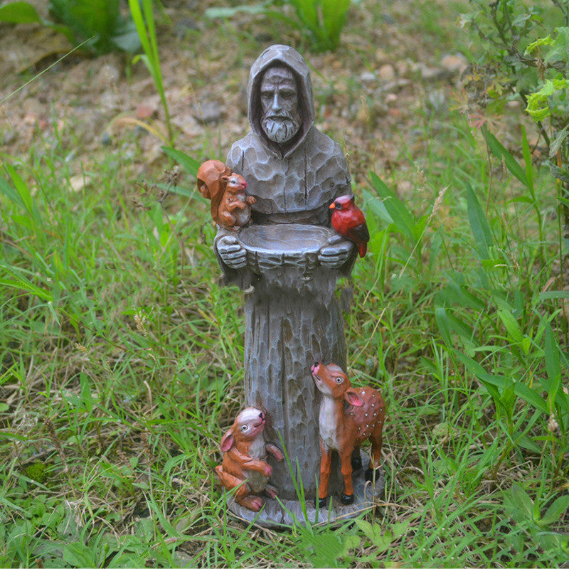Resin Crafts Outdoor Garden Statue Bird Feeder