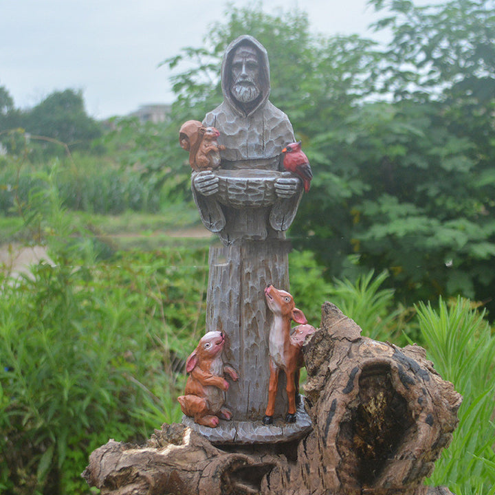 Resin Crafts Outdoor Garden Statue Bird Feeder