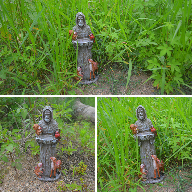Resin Crafts Outdoor Garden Statue Bird Feeder