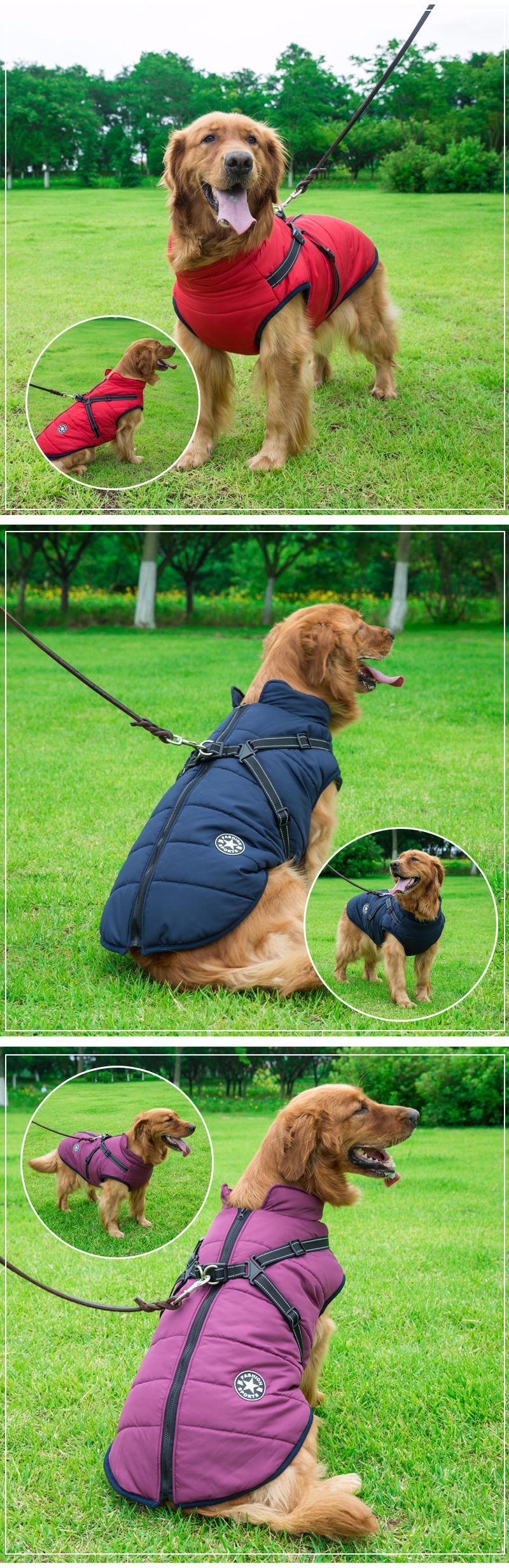Reflective Large Dog Clothes Cold-proof Warm