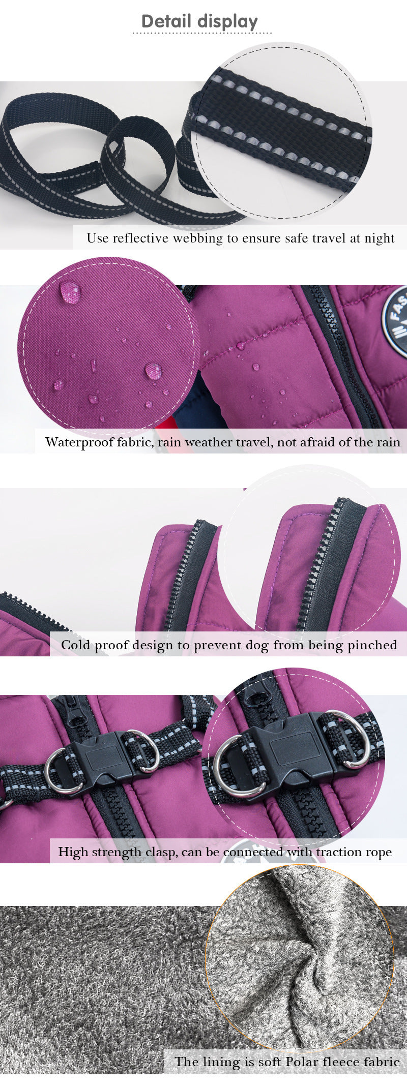 Reflective Large Dog Clothes Cold-proof Warm
